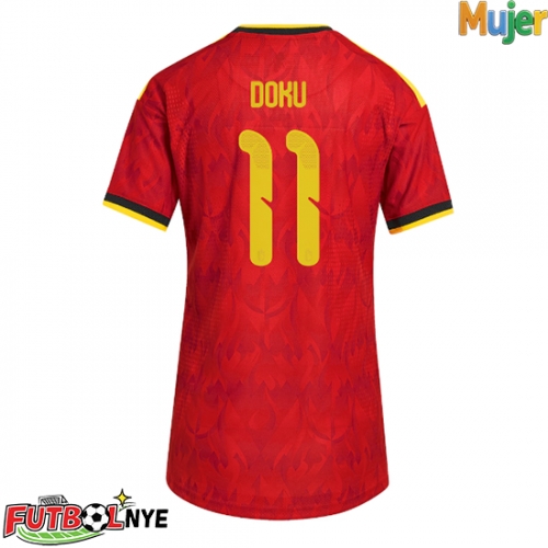 Camiseta Bélgica Jeremy Doku #11 Primera Equipación para mujer Mundial 2026 manga corta